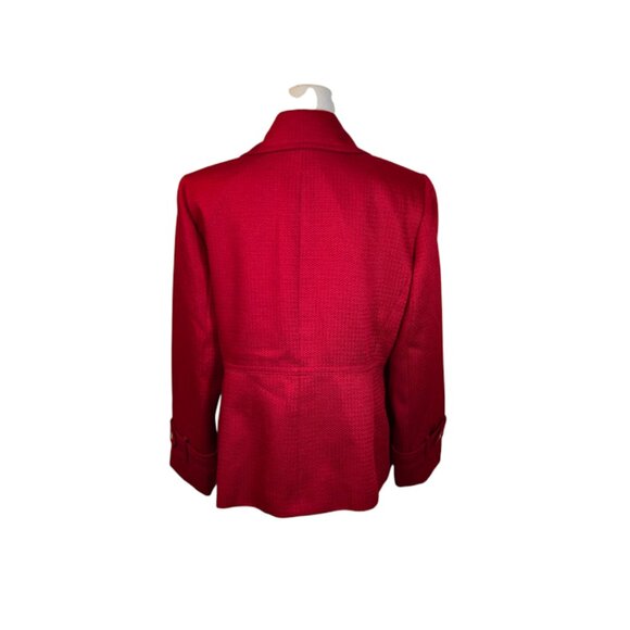 Tahari Red Blazer Women Size 14 Petite Preppy Holiday Career Festive - Picture 2 of 9
